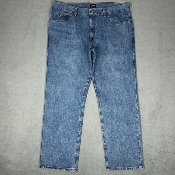 Lee Other - Lee Jeans Mens 40x30 Regular Fit Blue Denim Straight Leg Cotton Casual Work